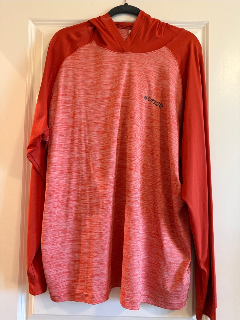 Columbia Men's Heathered Orange Hooded Long-Sleeve Performance Shirt